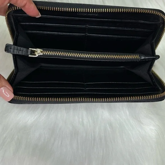 Authentic Miu Miu by Prada leather Black Croc Embossed Zip Around Wallet vintage